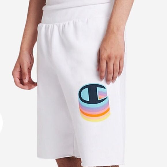 New CHAMPION White Reverse Weave Color Shadow Cut Off Shorts Large - Picture 3 of 11